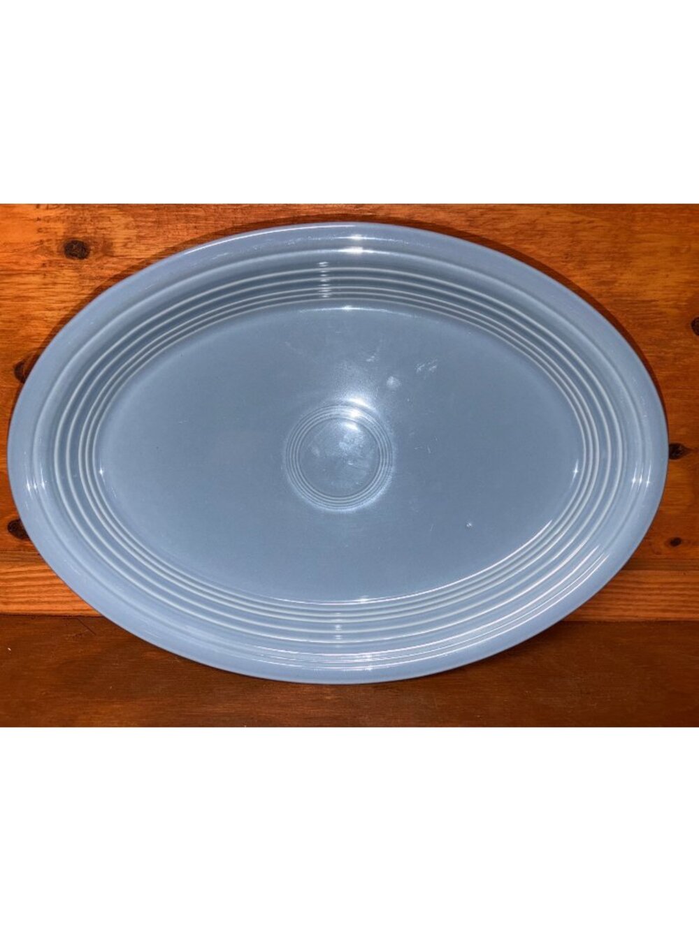 Vintage Fiesta 13.5" Blue Oval Serving Platter Lead-Free Homer Laughlin USA